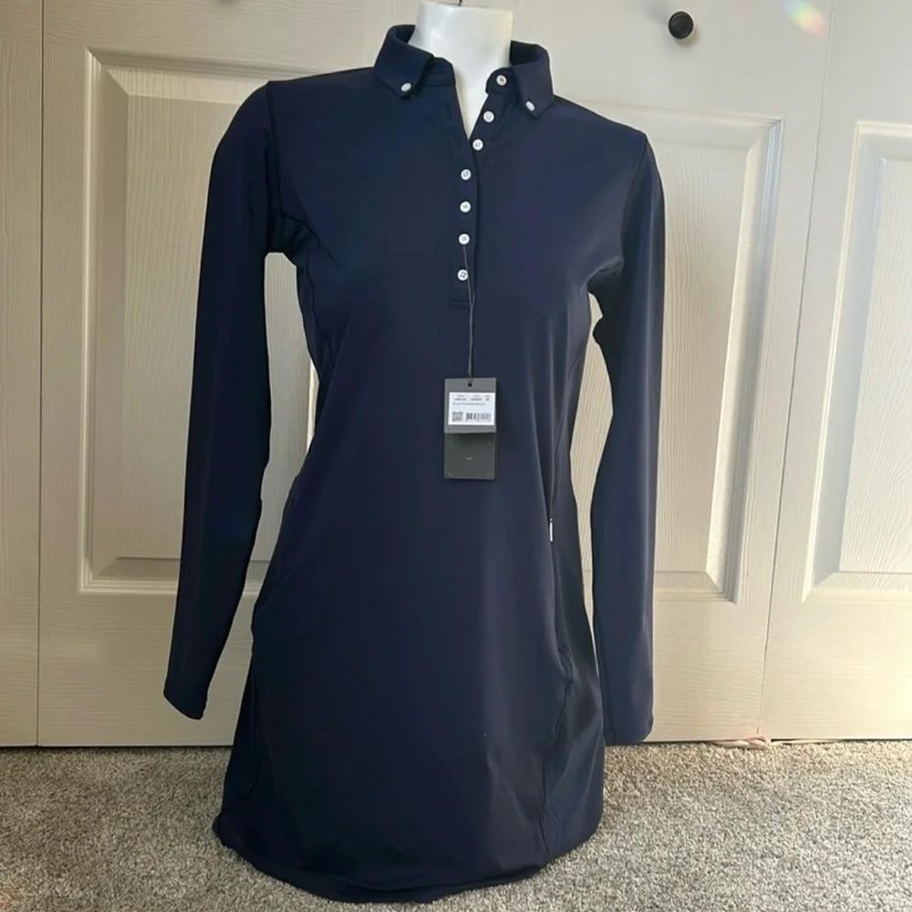 KJUS Scotscraig Women’s Navy Long Sleeve Polo Golf Dress NWT 38/Med - Picture 4 of 11